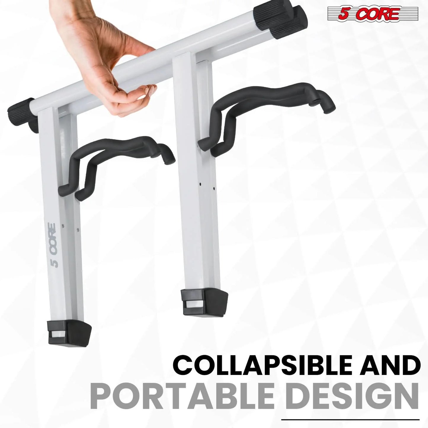 5Core Double Guitar Stand Floor Adjustable a Frame Folding Acoustic Electric Guitars Holder Stands