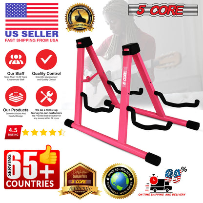 5Core Double Guitar Stand Floor Adjustable a Frame Folding Acoustic Electric Guitars Holder Stands
