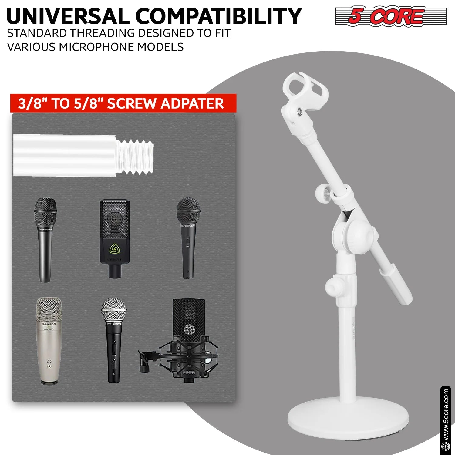 5Core Desktop Mic Stand round Base Universal Desk Microphone Holder Table Top Stands