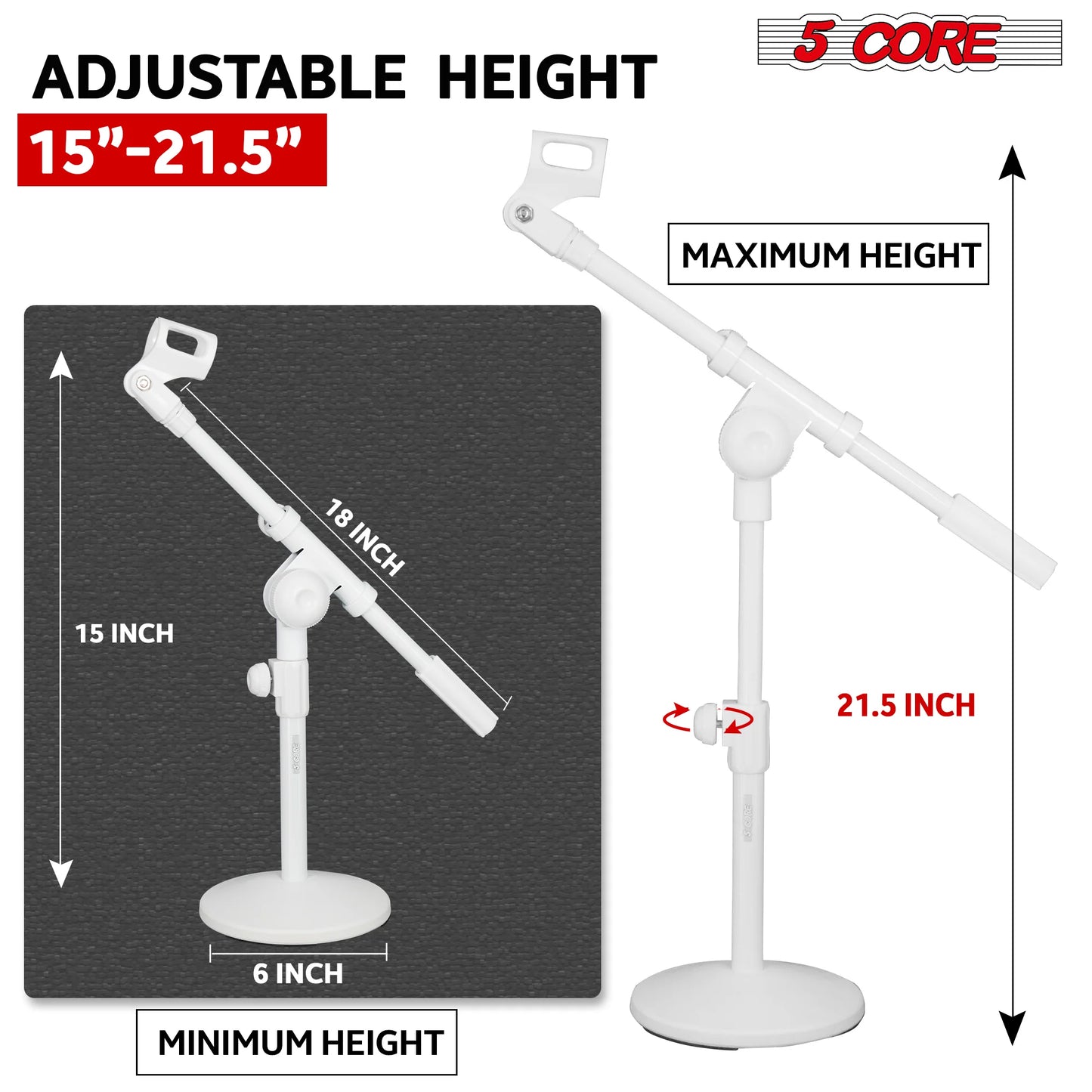 5Core Desktop Mic Stand round Base Universal Desk Microphone Holder Table Top Stands