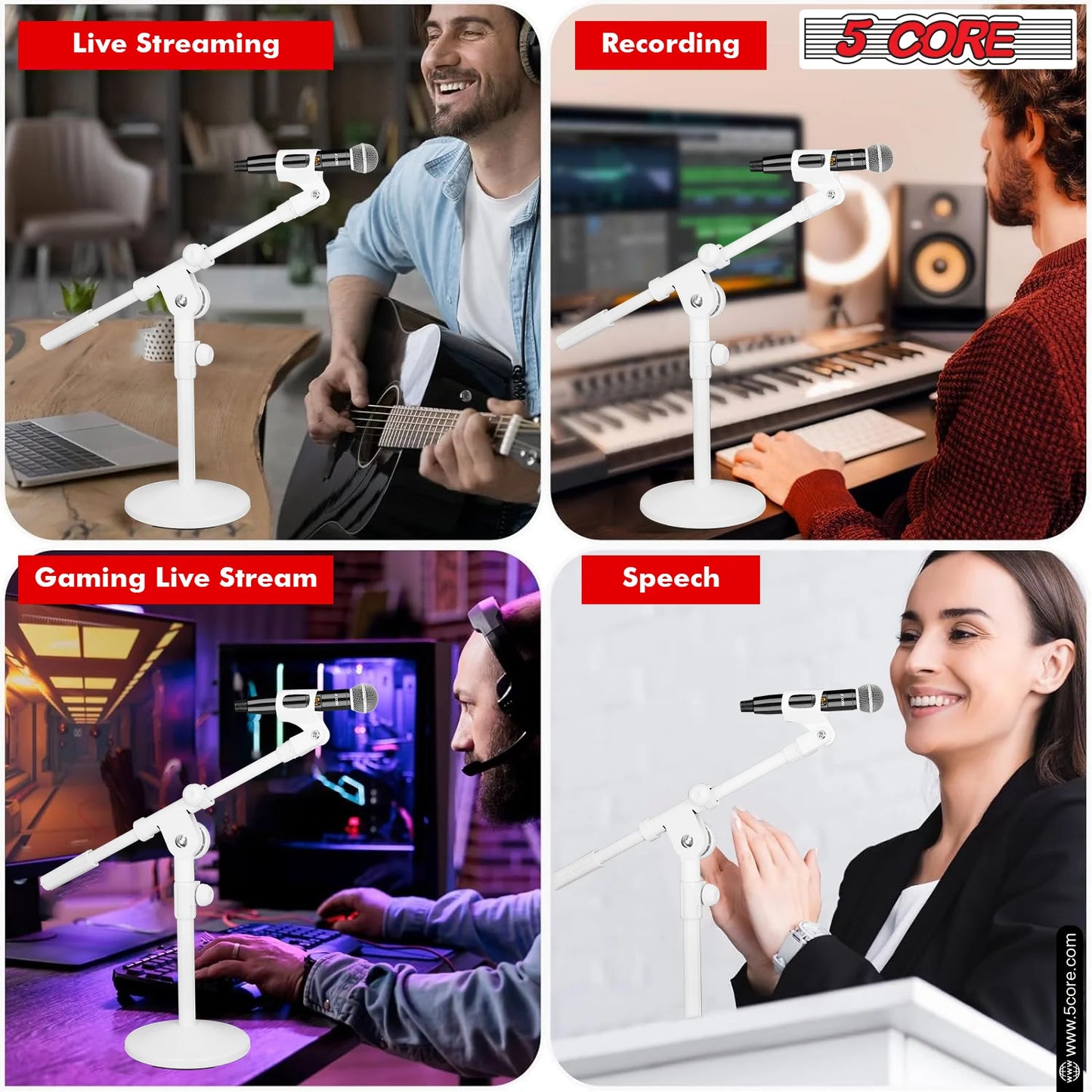 5Core Desktop Mic Stand round Base Universal Desk Microphone Holder Table Top Stands