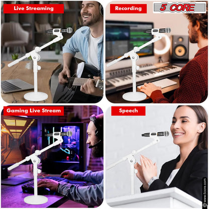 5Core Desktop Mic Stand round Base Universal Desk Microphone Holder Table Top Stands