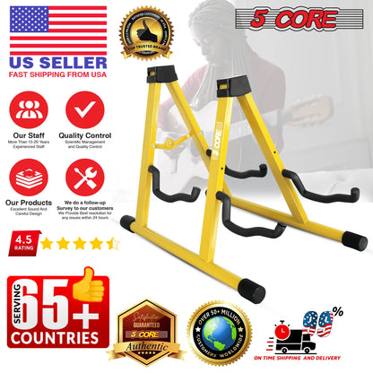 5Core Double Guitar Stand Floor Adjustable a Frame Folding Acoustic Electric Guitars Holder Stands