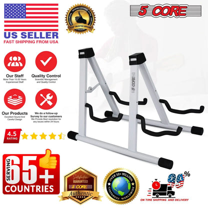 5Core Double Guitar Stand Floor Adjustable a Frame Folding Acoustic Electric Guitars Holder Stands