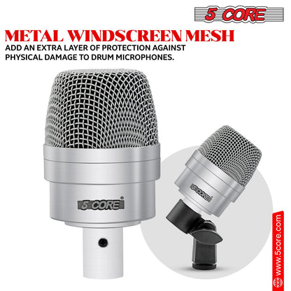 5Core Drum Mic Kit 7 Pcs Kick Basstom Snare Dynamic Microphone Instrument Mics Set Silver