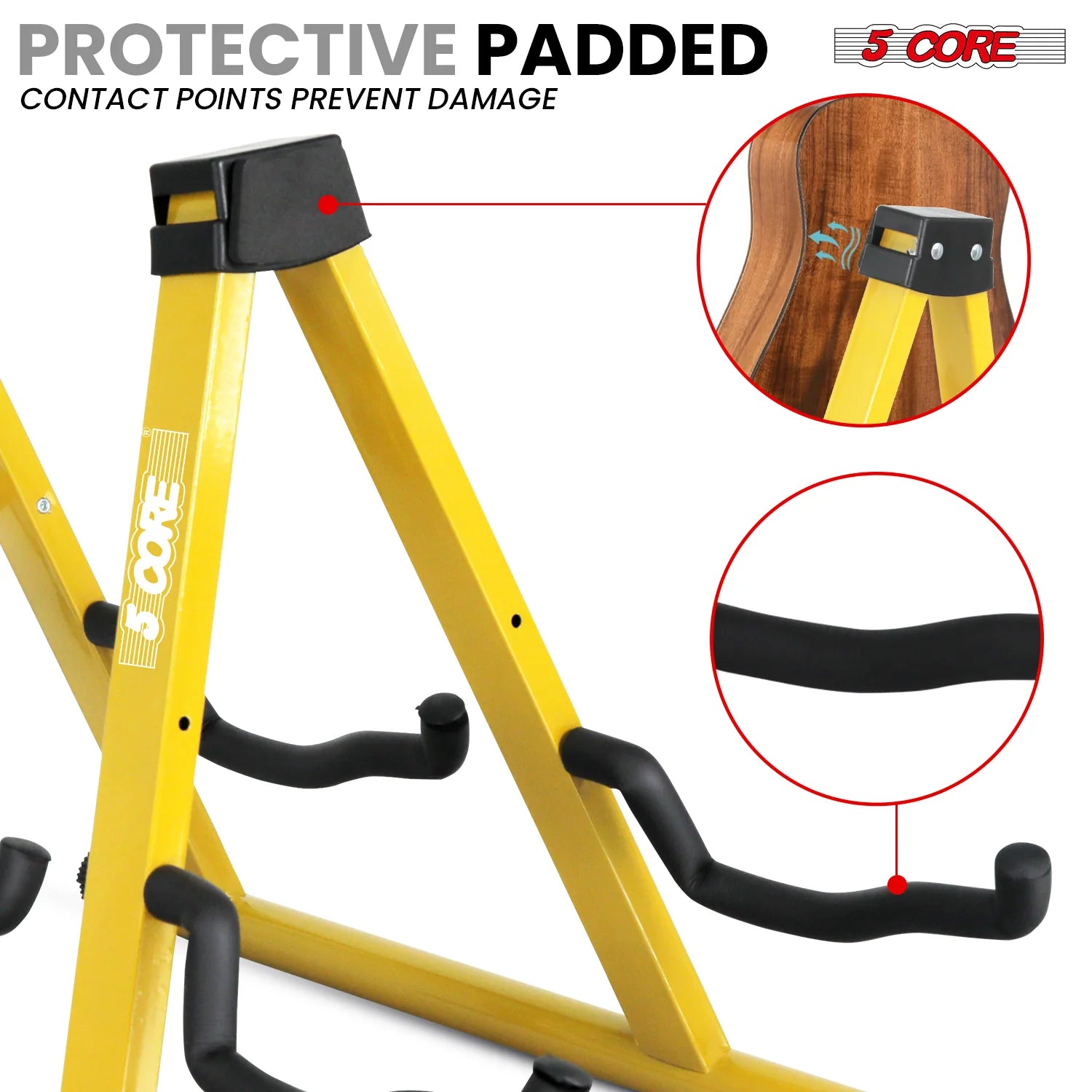 5Core Double Guitar Stand Floor Adjustable a Frame Folding Acoustic Electric Guitars Holder Stands