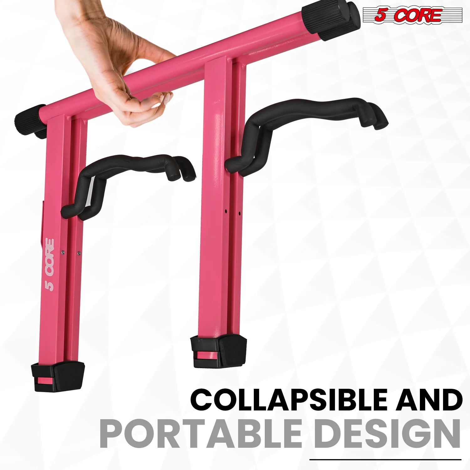 5Core Double Guitar Stand Floor Adjustable a Frame Folding Acoustic Electric Guitars Holder Stands