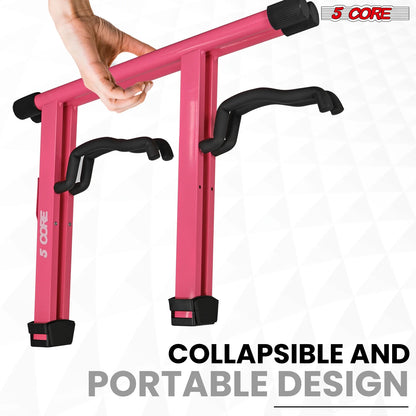 5Core Double Guitar Stand Floor Adjustable a Frame Folding Acoustic Electric Guitars Holder Stands
