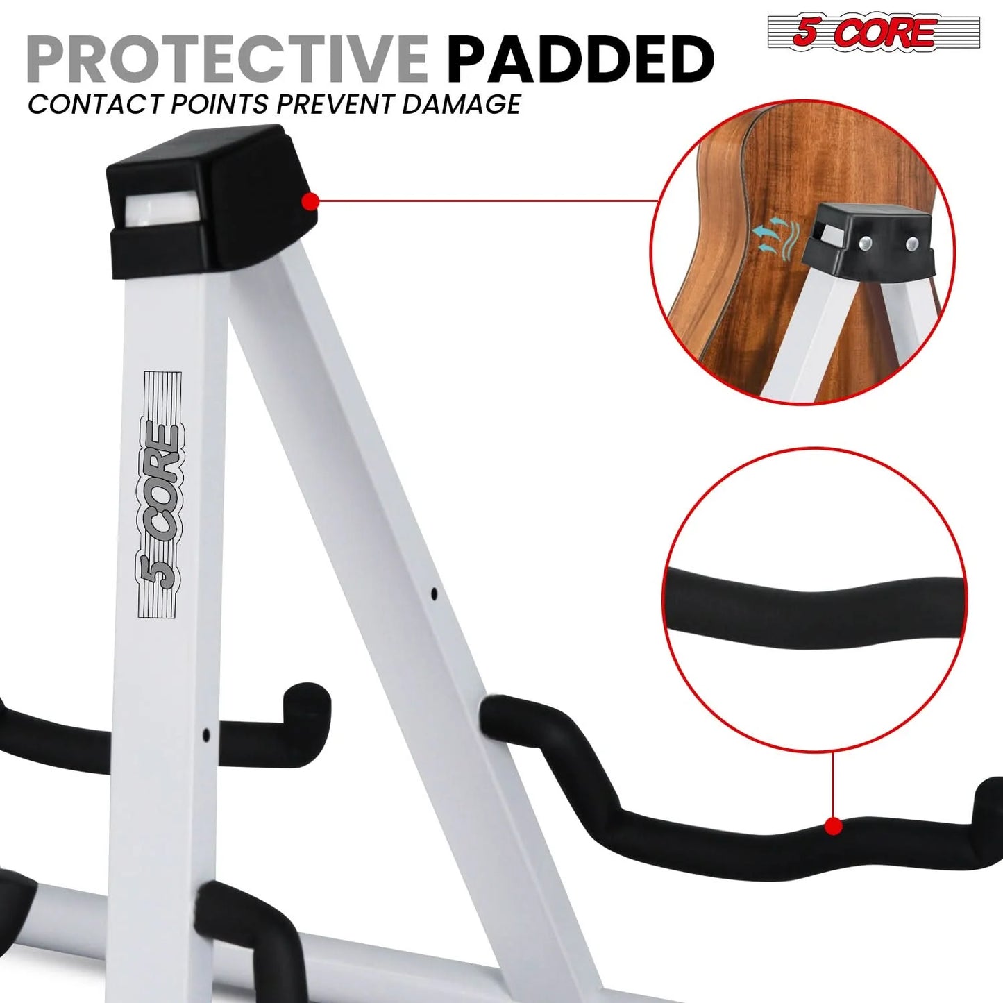 5Core Double Guitar Stand Floor Adjustable a Frame Folding Acoustic Electric Guitars Holder Stands